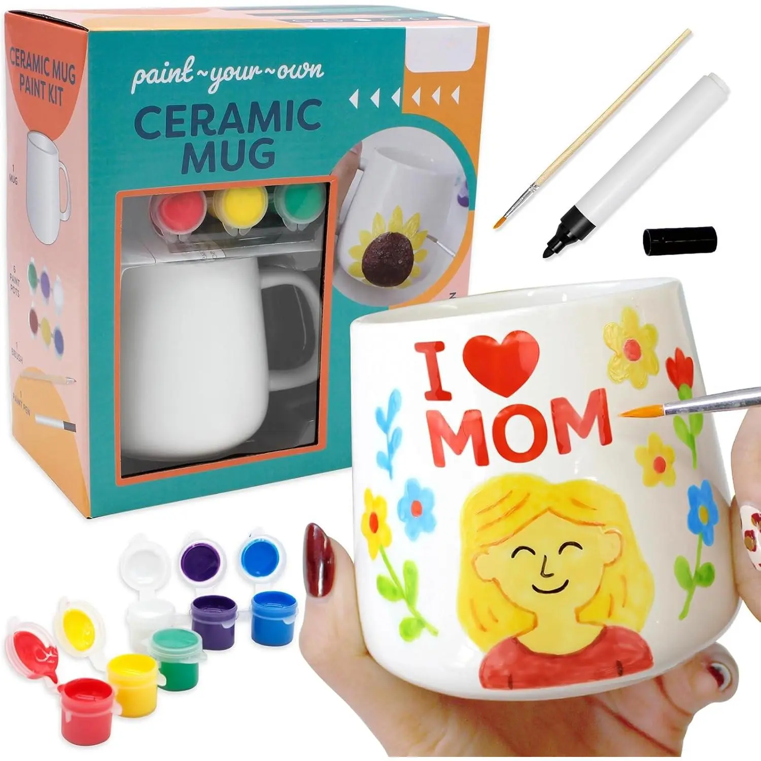 DIY Mug Painting Kit for Adults &  Includes Blank Ceramic Mugs to Decorate, Paintable Mugs, and Painting Supplies-  Your Own Mug for Mother's Day Father's Day!