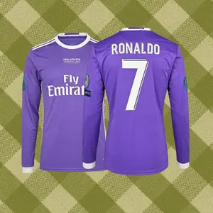 1617 Away Purple Long Sleeve NO.7 Ronaldo Soccer Jersey