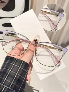 Fashion Colorblock Eyeglasses, Anti-blue Light Eyeglasses for Women & Men, Fashion Eyeglasses for Work, Daily Clothing Decor, Perfect for Student Daily Use, Fashion Frames