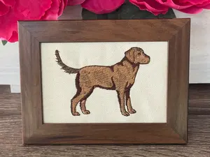 Chocolate Labrador Retriever Dog Machine Embroidered and Framed!  Unique Canine Charm Tabletop Decor for Home or Office! Other Designs and Breeds Available! Desktop Decoration Signs