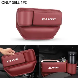 Leather Car Seat Gap Organizer, Multifunction Console Crevice Filler, Side Storage Box with Cup Holder, Fits Honda Models