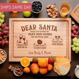 Personalized Dear Santa Tray, Cookies for Santa Cutting Board, Custom Christmas Serving Board, First Christmas Decor, Keepsake Gift