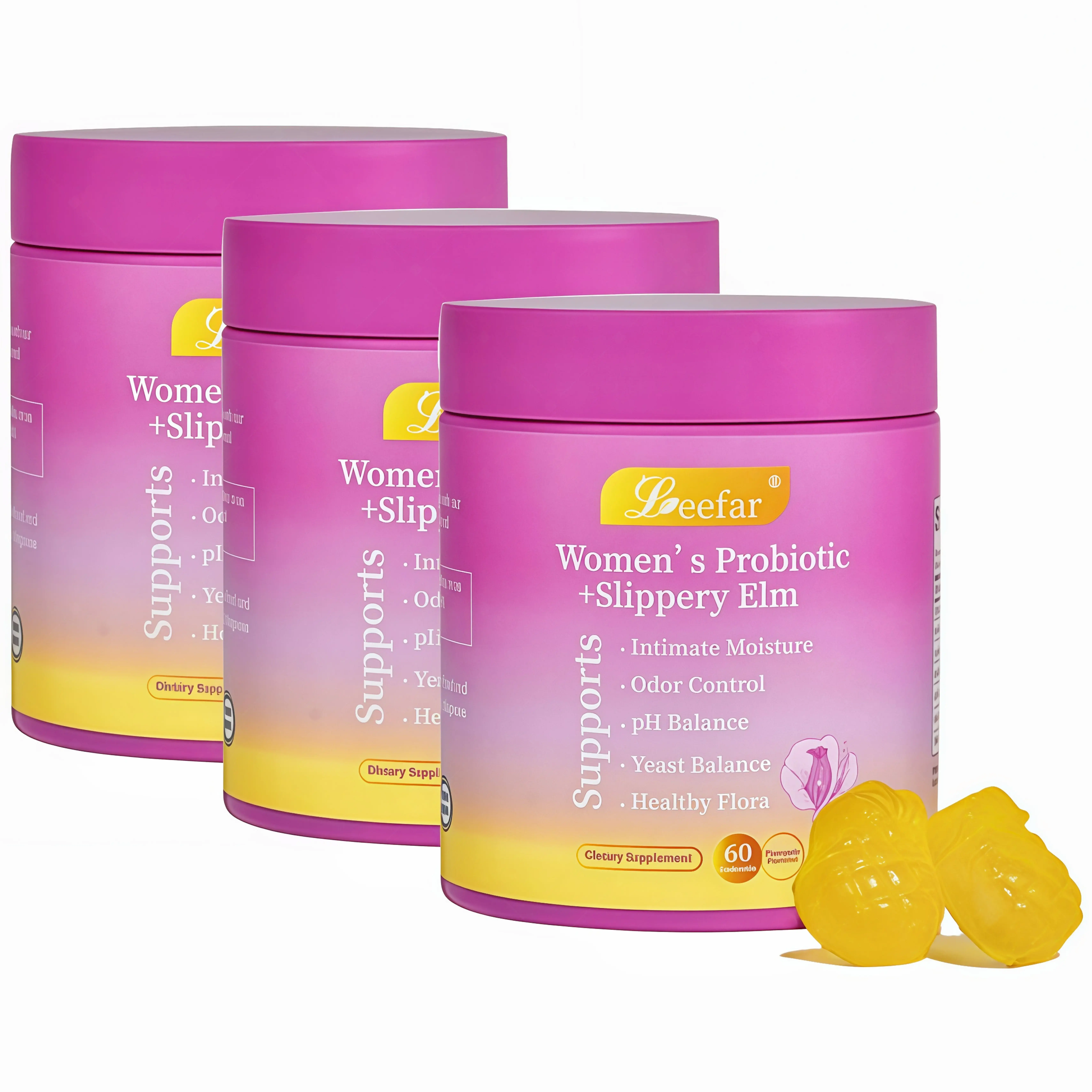 Her Juicy Hawaiian Pineapple Gummies Women’s Probiotics 60ct with Slippery Elm & Prebiotics, Support Feminine Balance, Comfort & Gut Health Digestive Women's Probiotic Gummies with Slippery Elm 60ct