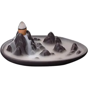 Ornaments Incense Burner, Ceramic Backflow Censer, Backflow Aromatherapy Incense Censer Holder for Home Reading Room Ornaments