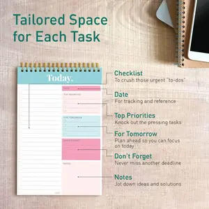 Inspirational Christian Journal Notebook with Tailored Space for Each Task Checklist Date Top Priorities For Tomorrow Don't Forget Notes