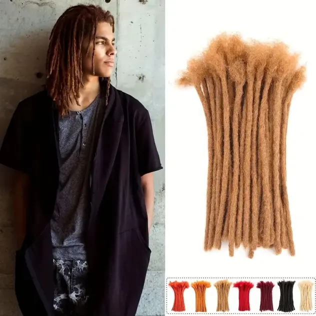 6-18 Inch 0.6cm Small Permanent Loc Extensions, Genuine Human Hair with Soft Natural Texture & Great Durability, Unisex Dreadlocks, Fully Dyeable Bleachable & Reshapable for Custom Styling