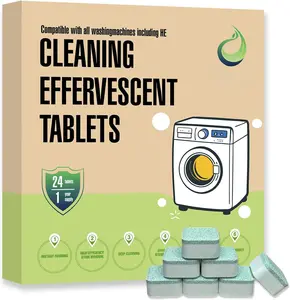 Efficient Washing Machine Cleaner Tablets for HE Front Loader & Top Load Washer Instant Foaming, Deep Cleaning, Odor Removal & , 24 Tablets- Year's Supply!