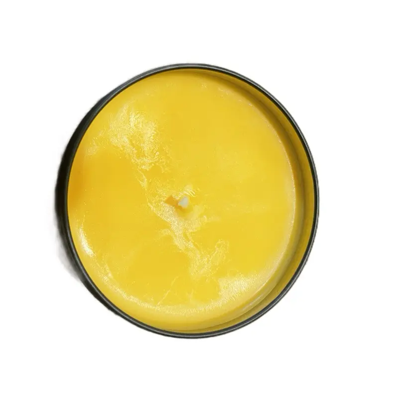 Bold Lemon Scented Candle - Yellow Wax with Black Rim Presentation