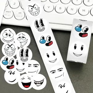 500 Sheets/roll of Cute Smiley Face Stickers, Funny Stickers, A Series of Sealing Stickers for Mugs, Laptops, and Suitcases. DIY Decorative Stickers for Birthday Gifts, Decal Sticker.
