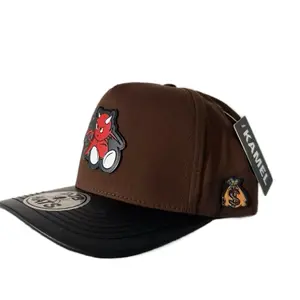 KAMEL Brown Baseball Cap with Devil Patch and Money Symbol Design for Men and Women