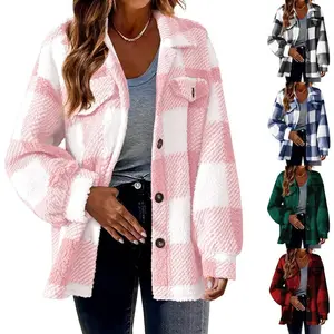 Women's Fashion Jacket Button Plush Coat Women's Fashion Jacket Button Plush Coat