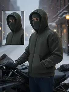 Fashion Balaclava Hoodie with Full Face Mask, Casual Zipper Sweatshirt, Warm Winter Wear, Unisex Design, Comfortable and Stylish #Motorcycle  #Motorcycle hoodie #Motorcycle style  #Motorcycle outfit