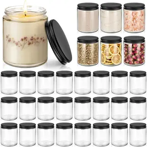 24 Pack 8 oz Glass Candle Jars for Making Candle, Thick Clear Glass Jars with Metal , Bulk Empty Small  Storage Containers for , ,  - Leak-Proof