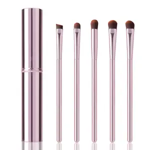 5Pcs Eye Makeup Brush Set Portable Eyeshadow Brushes with Case for Beginners & Professionals Soft Bristles Flawless Application Ideal Gift
