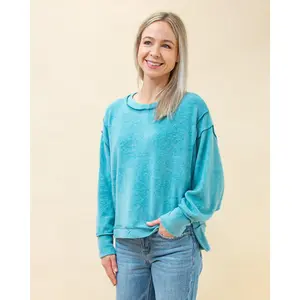 Cozy Drift Sweater in Dusty Teal