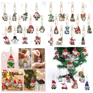 12pcs DIY Gnomes Diamond Painting Christmas Decoration, Acryl Double Sided Rhinestone Diamond Art Gnomes Decoration, Hanging Ornaments, Room Decoration Ornaments for Home Office Christmas New Year Decoration, Xmas Gifts for Friends and Family