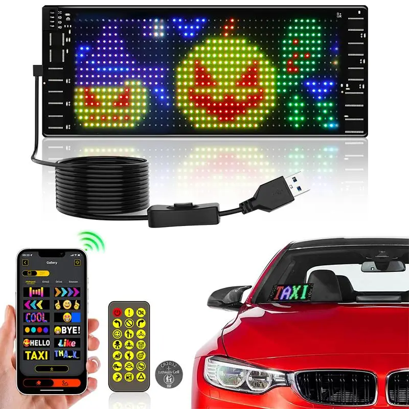 LED Matrix Panel for Summer, LED Sign Flexible Programmable, Advertising Digital Sign, Car Digital Screen with App Control, Car Accessories