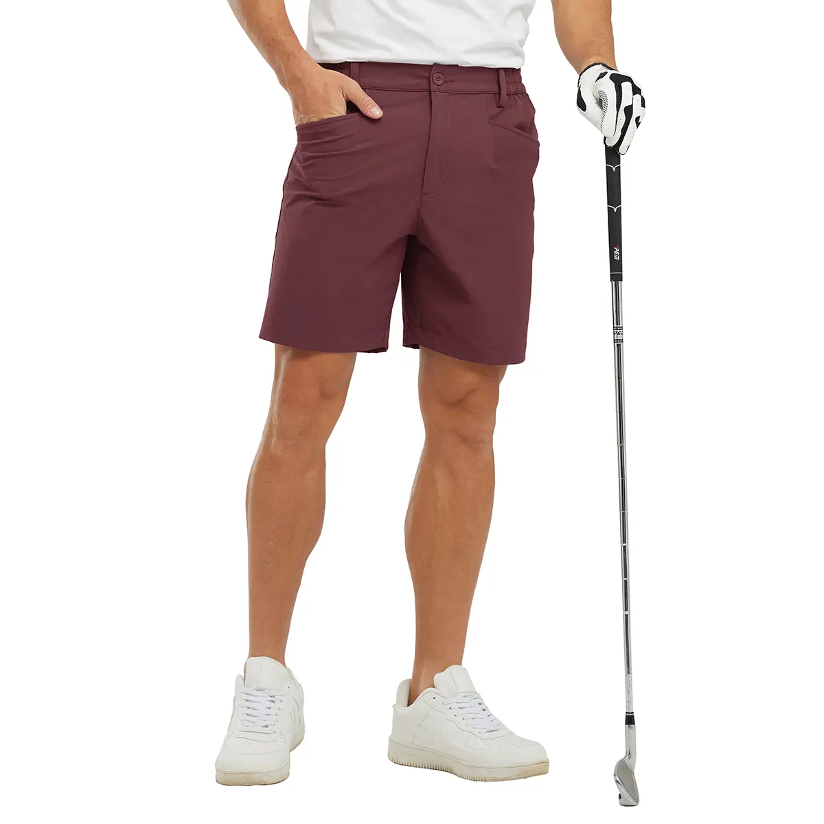 GOPUNE Men's Lightweight Golf Shorts Dress Shorts Casual Work Flat Front Shorts 7" Stretch WaterResistant  Work Chino Shorts #fathersdaygift