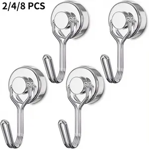 Magnetic Hooks, Neodymium Strong Magnetic Hooks (load Capacity 20 Lbs), Rust-Resistant, Hanging, Indoor Outdoor Universal Rack, Hang Fridge, Freezer, Tools, Keys, Laundry Hooks, Magnetic Storage Hooks