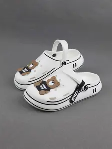 Women's Cute Cartoon Bear Decor Clogs, Casual Comfortable Home Slippers, Thick Sole Non-slip Clogs for Indoor & Outdoor Wear, Slide, Footwear