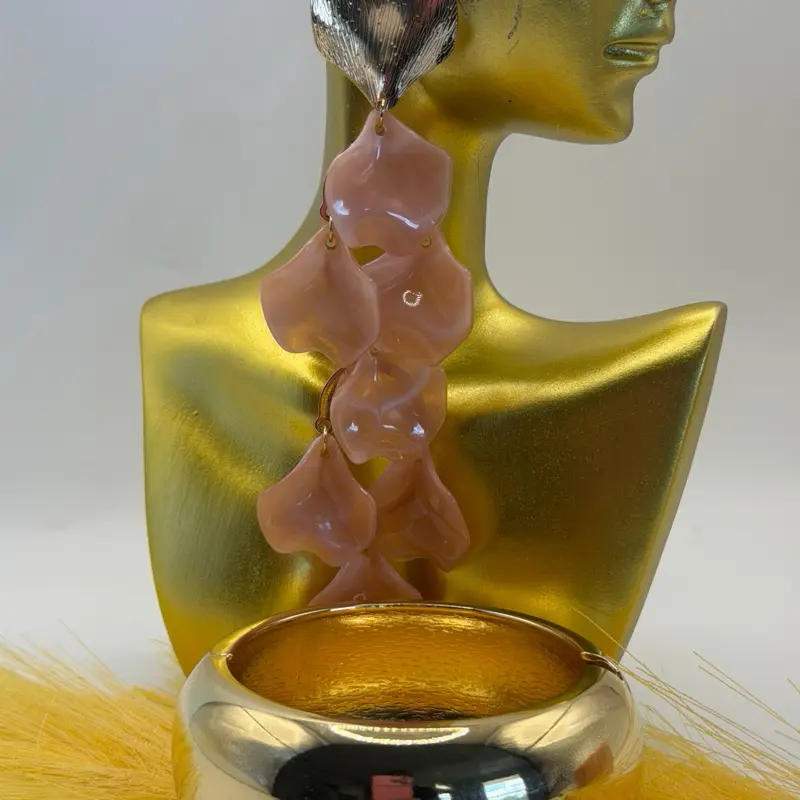 Glazed Peach Earrings & Cuff Bangle Set