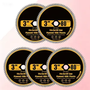 5-Pack 3 Inch 80-Tooth Saw Blade for Plywood, OSB, Veneer, Plastic, 3/8 Inch Arbor, Fine Finish Cutting, Thin Kerf Design, Precision Woodworking Blade