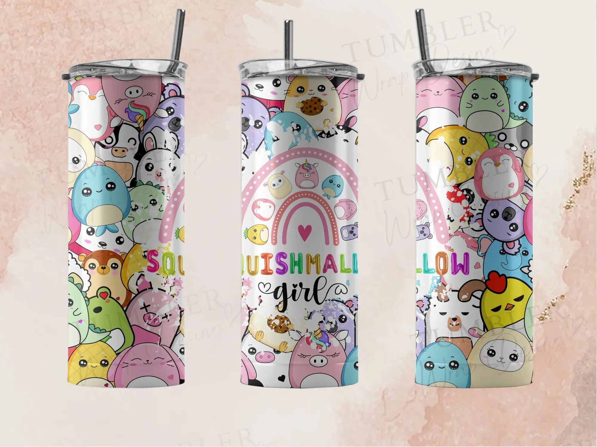 20oz Skinny Squishmallow Tumbler - Perfect for Your Drinks - Drinkware, Cup, double walled stainless steel