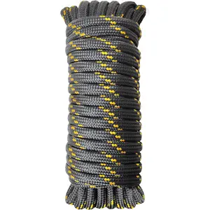 Braided Polypropylene Rope Nylon Rope Mix Thick Heavy Duty Ropes 1/2 inch 50ft High Strength  for Clothesrope Camping Hiking and Other Outdoor Activities Black 50ft