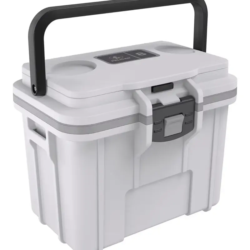 Pelican 8Q-1-WHTGRY 8QT Compact Cooler - White/Gray, Portable Insulated, Rugged Outdoor, Sturdy Handles, Space-Saving for Camping & Hiking, Portable Insulated Coolers, Rugged Outdoor Coolers