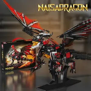 1438pcs Giant Dragon Building Blocks Set, Fire Dragon Toy Kit, Kids Puzzle Toys, Perfect Gift for Boys, Birthday/christmas Present