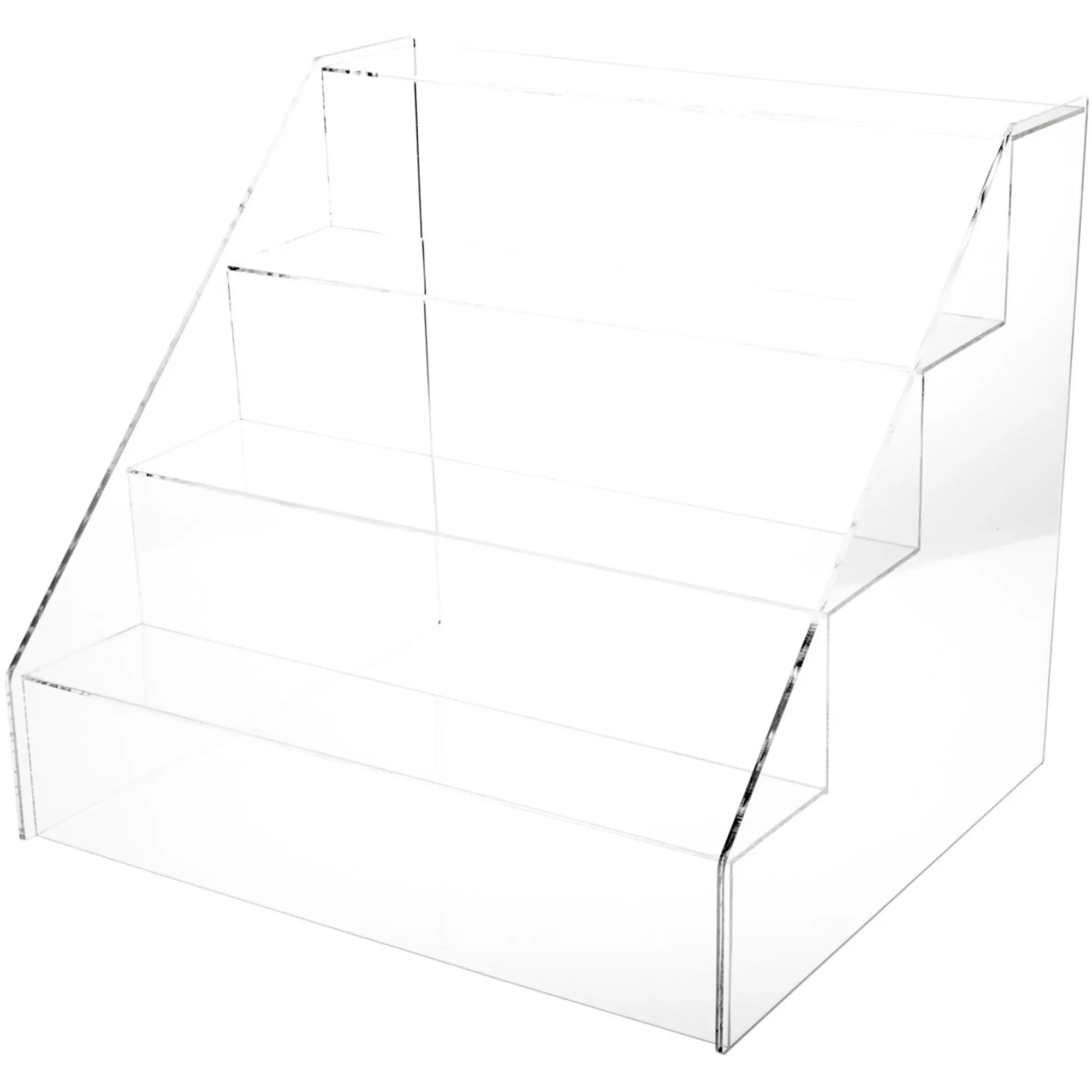 Plymor Clear Acrylic 4-Step Open Front Display Stairs, 16.25" H x 18.25" W x 16.25" D