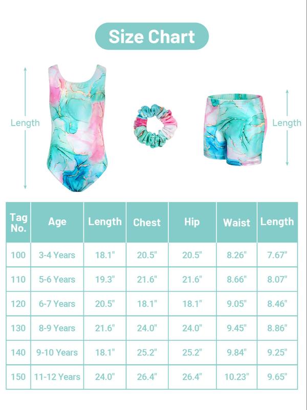Gymnastics Leotards for Girls, Sparkly Dance Unitards with Shorts Ballet Biketards Outfit for 3-12 Years
