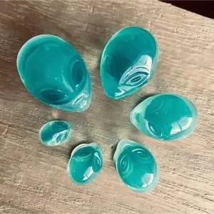 PAIR of Unique Green Alien Face Pyrex Glass Double Flare Plugs - Gauges 2g (6mm) through 1" (25mm)