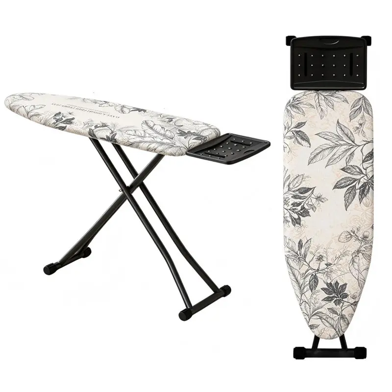 Heavy Duty Foldable Ironing Board (44"×13") - Height Adjustable, Steel Legs, Non-Skid Feet, Iron Rest, Heat Resistant Cover, Thick Felt Pad, Space Saving Home Laundry Tool (Dark Grey, Light Grey, Floral)