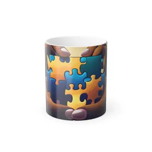 Color Morphing Mug - 11oz Ceramic Mug with Colorful Pieces, Ideal for Coffee and Drinkware, Reusable & Washable Design Cup Stylish