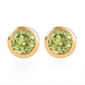 Shop LC D'Joy Poke Free Peridot 0.60 ctw Stud Earrings in 18K Vermeil Yellow Gold Over Sterling Silver