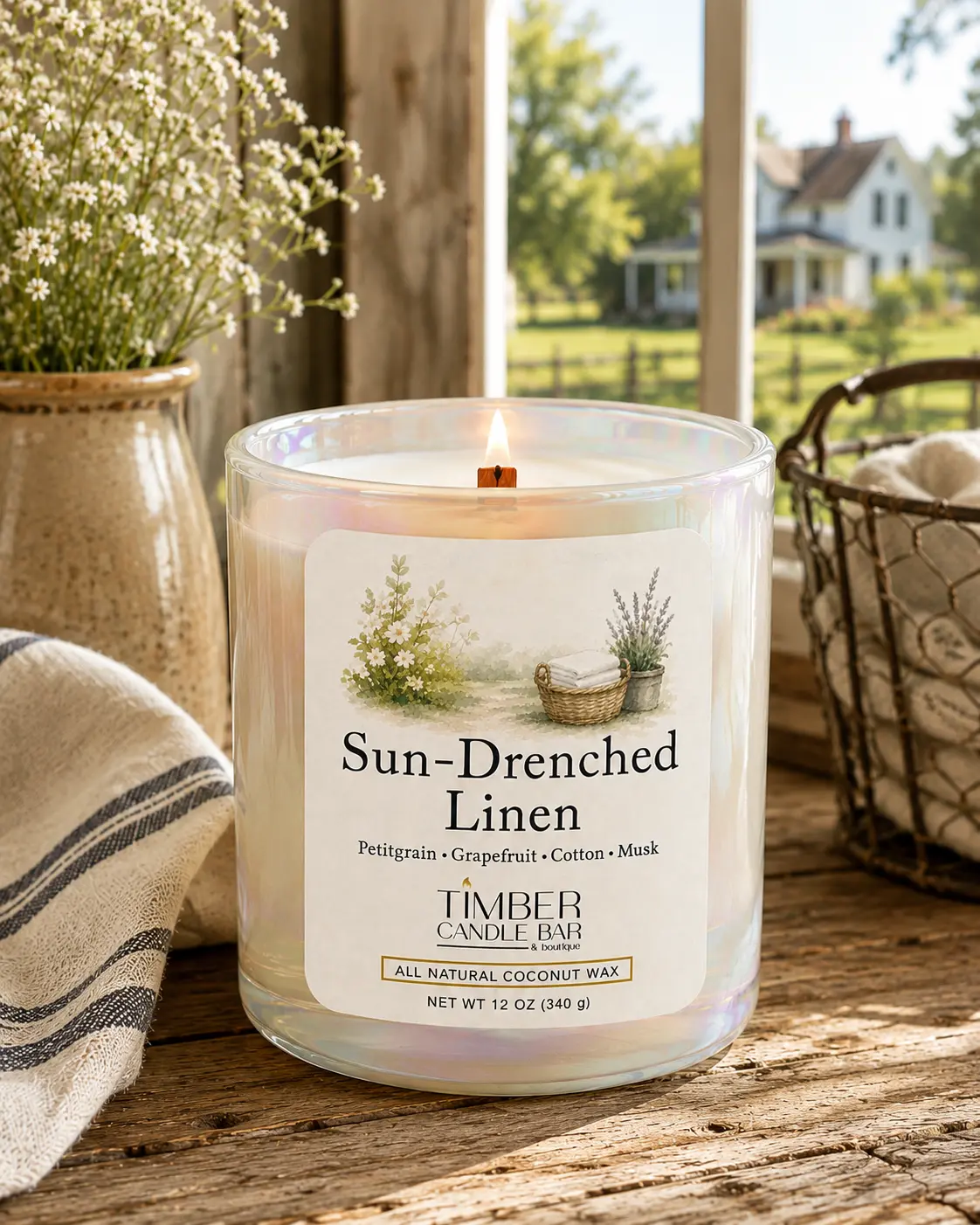 Timber Candle Bar Sun-Drenched Linen 12 oz Candle