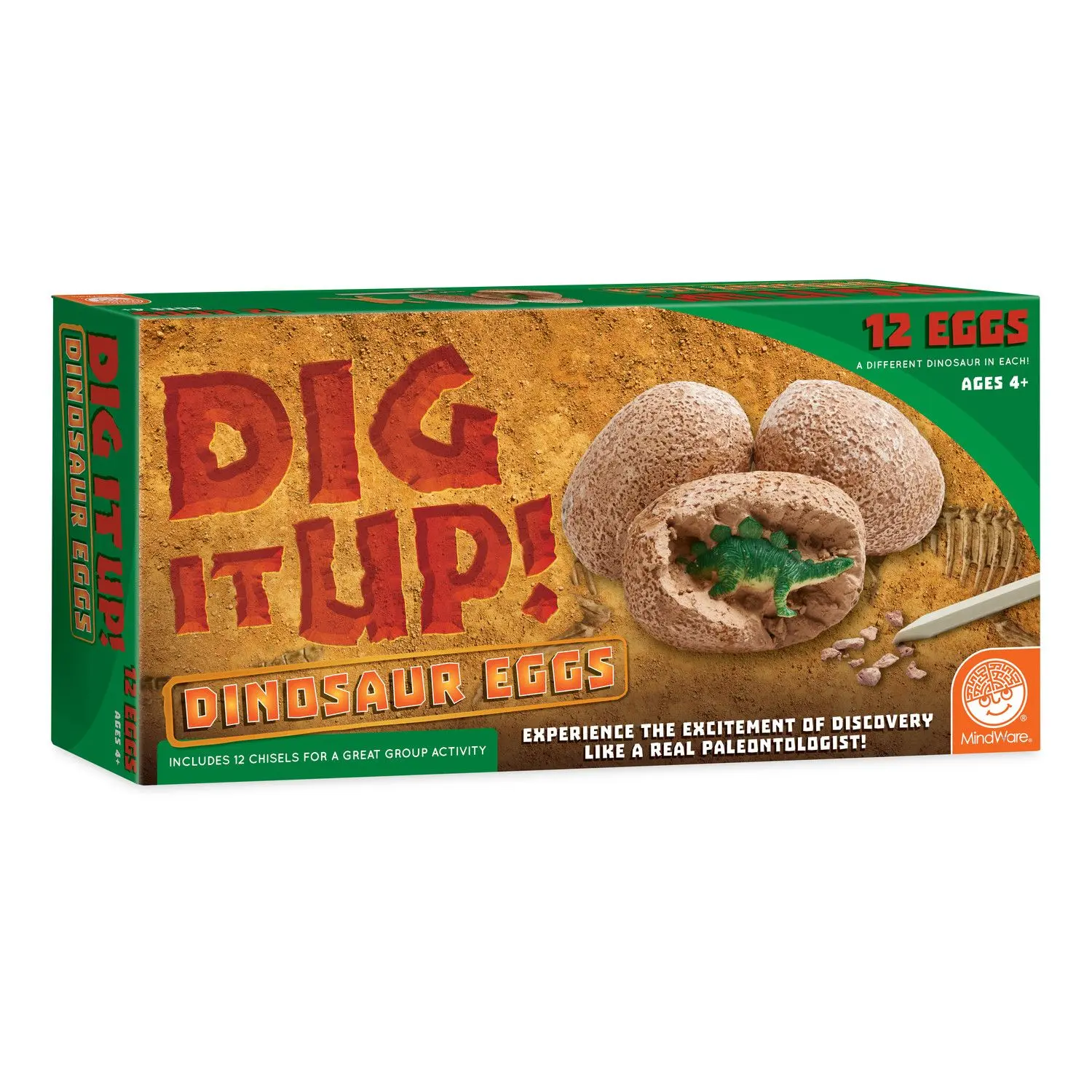 MindWare Dig It Up! Dinosaur Eggs — 12-Piece Excavation Kit for Ages 4+