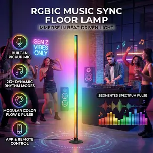 LED RGB Corner Floor Lamp, Smart APP & Remote & Button Control Standing Lamp, Music Sync Mode with 16 Million DIY Colors, Cozy Gradient Lighting for Gaming Bedroom Aesthetic Decor tiktokshopspringglowup