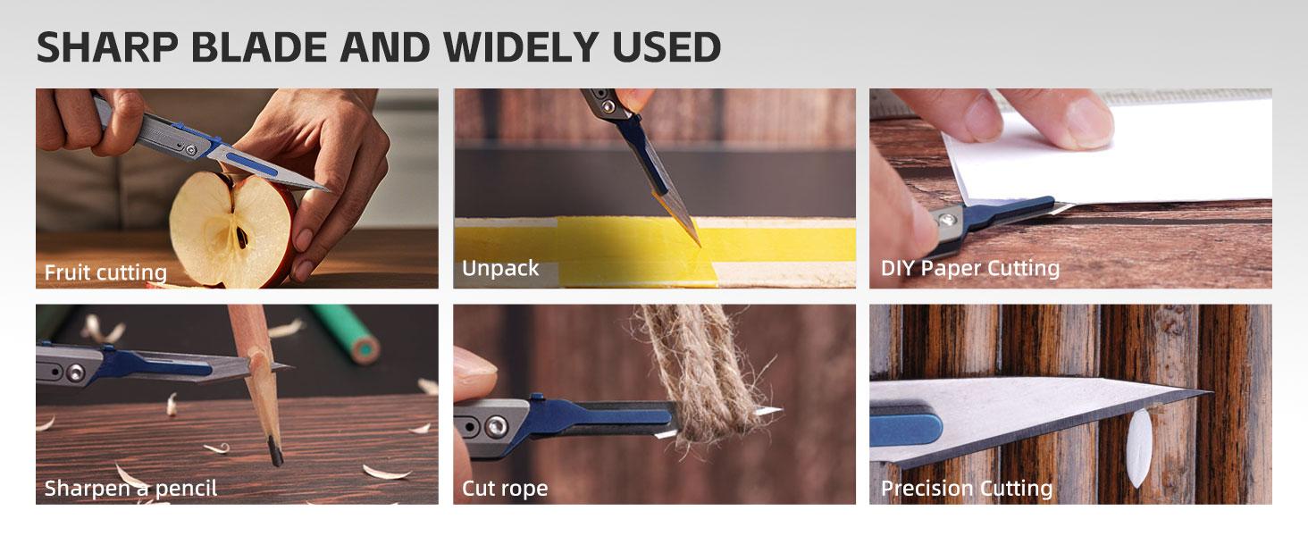 micro tech TKK3 Foldable Titanium Utility Knife, Small EDC Pocket Knife with 10pcs Replaceable #11 Blades, Folding Pocket Utility Knife for Outdoor, Cool Gadgets gift for Men