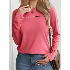 Women's Long Sleeve Tops Vintage Graphic Tees Women's Shirts Women's Graphic Tees Paris - Themed And Stylish Top For Casual Daily Wear Outings And Fashion - Forward Style Statements
