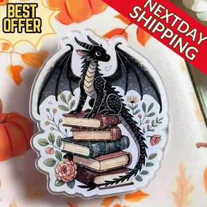 Book Dragon Magnetic Phone Grip: Fantasy Bookish MagSafe Kindle Grip, Cute Book Dragon Accessory, Kindle Reader Grip, Bookstagram Holder