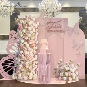 S-A7648 Pink White 5D Wedding Backdrop Floral Arrangement