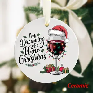 1pc Christmas Wine Mug Ceramic Souvenir for Holiday Bar Decorations, Unique Kitchen Decor for New Home Gifts, Christmas Tree Hanging Decor