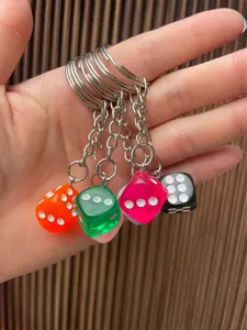 Creative Mini 3D Dice Keychain, Resin Colorful Die Game Pendant, Bag Accessory, Fun and Stylish Gift Idea