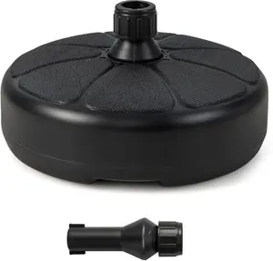 Fillable Round Umbrella Base, 40 lbs Water & Sand Filled Patio Umbrella Weight, Suitable for 1.5" Umbrella Poles, Heavy Duty Market Table Umbrella Stand for Garden, Poolside, Black