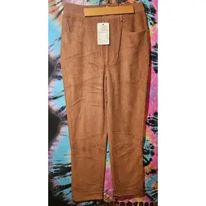 Women's Straight Leg Stretch Corduroy Pants By FFEVER Size Med Medium Camel