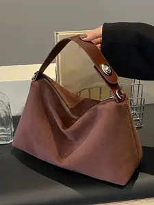 2025 Autumn and Winter New Style Fashion Casual Retro Frosted Suede Niche Armpit Bag, Versatile Trendy Crossbody Bag, Shoulder Bag, Tote Bag with Large Capacity and Adjustable Shoulder Strap