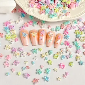 150PCS Irregular Solid Color Five-petal Flowers Resin Nail Charms Glossy Sweet Daisy Floral Nail Art Accessories DIY Clip Cup Lipstick Nail Decorations