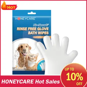 HoneyCare Disposable Pet Grooming Glove Wipes - No-Clean Hypoallergenic for Dogs & Cats, 7PCS per Pack, Easy Cleaning & Deodorizing #TikTokShopMothersDay